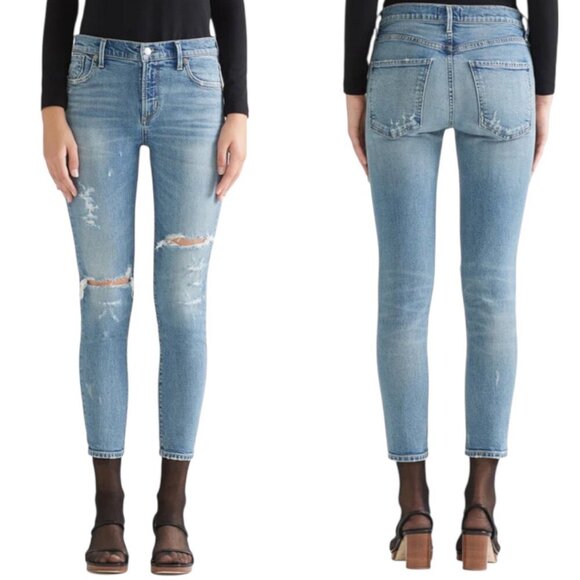 Agolde Sophie High Rise Skinny Crop Distressed Jeans Size 32 In Outsider Wash - Picture 1 of 15